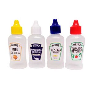 Mini botellas para cremas salsas pack x 4 unidades